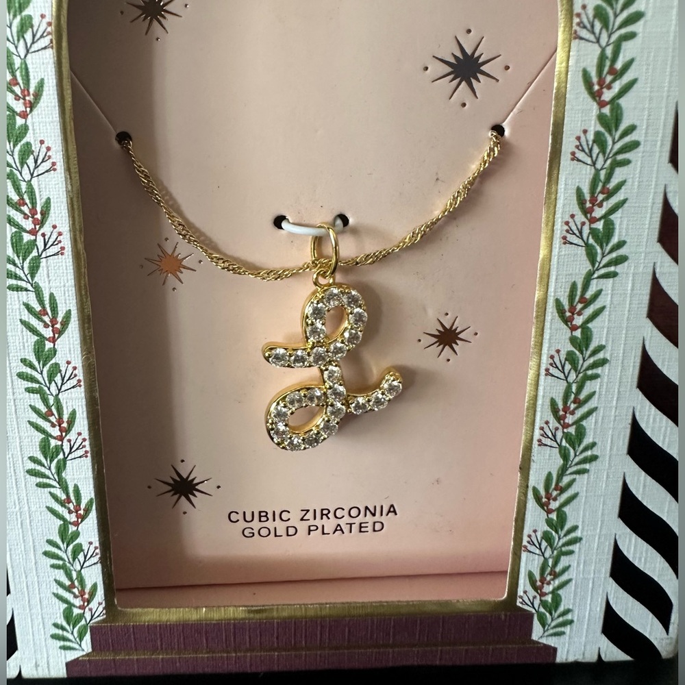 🆕Cubic Zirconia Gold Plated “L” Necklace